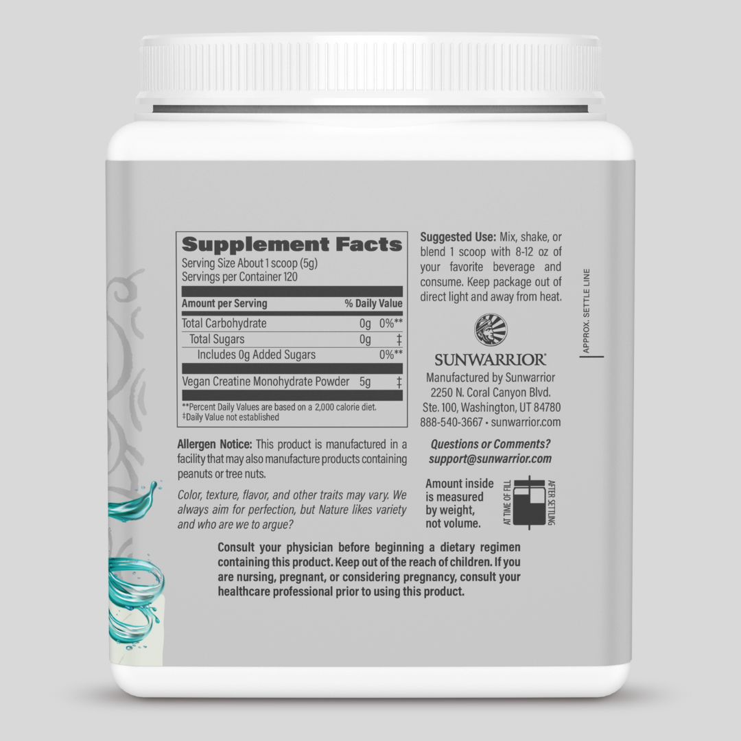 Sunwarrior - Unflavored Active Creatine Drink Powder - Vegan, 600 grams