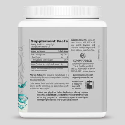 Sunwarrior - Unflavored Active Creatine Drink Powder - Vegan, 600 grams