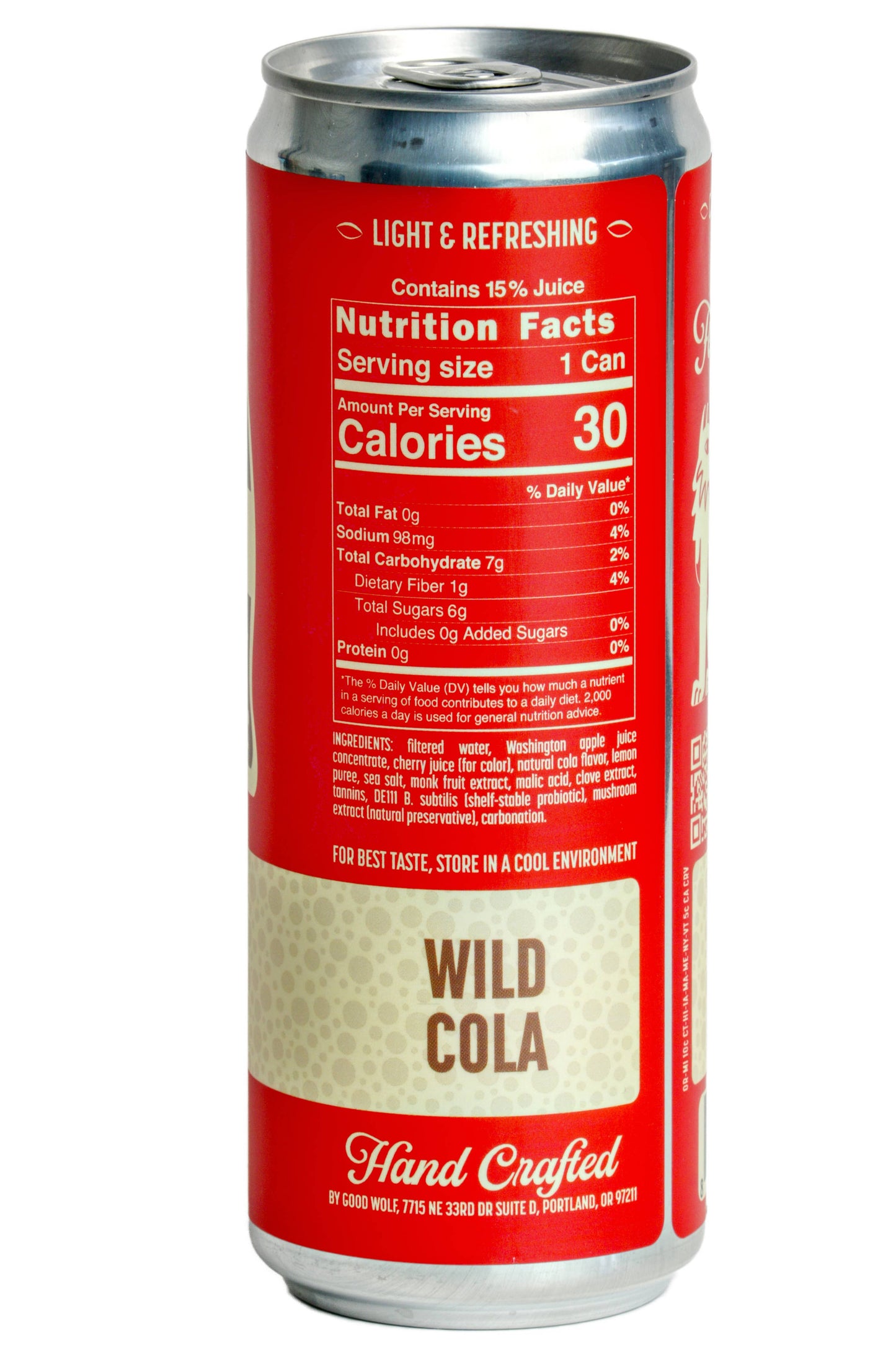 Good Wolf Beverages - Wild Cola Probiotic Soda - No Added Sugar - 12oz