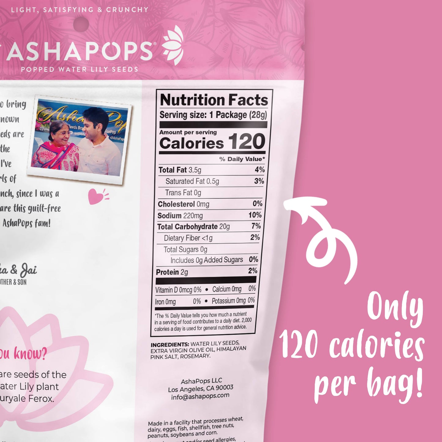 AshaPops - 1oz Himalayan Pink Salt - AshaPops Popped Water Lily Seeds