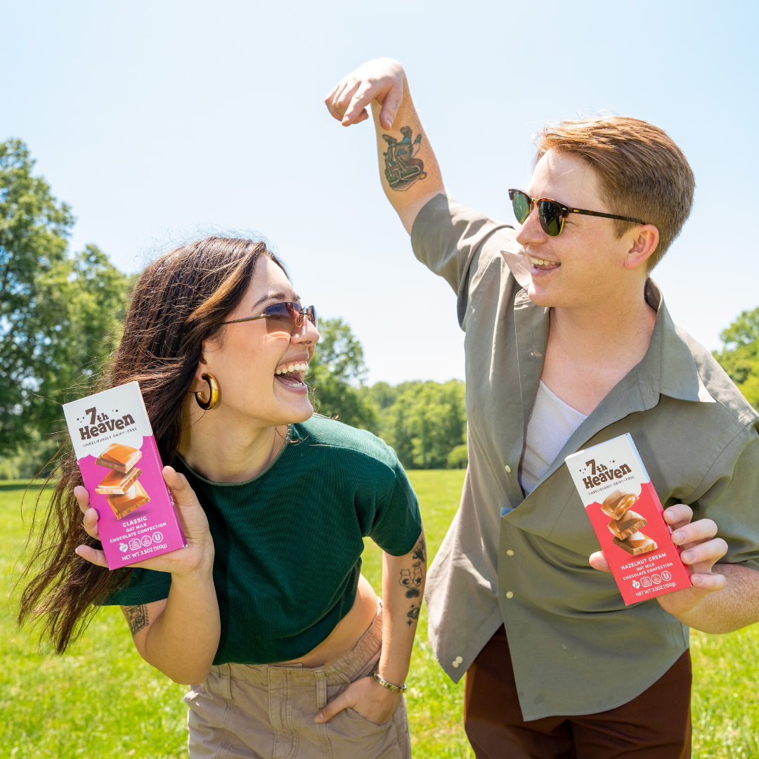 7th Heaven Chocolate - Vegan Oat Milk Chocolate Bar - Hazelnut Cream, Lactose-Free