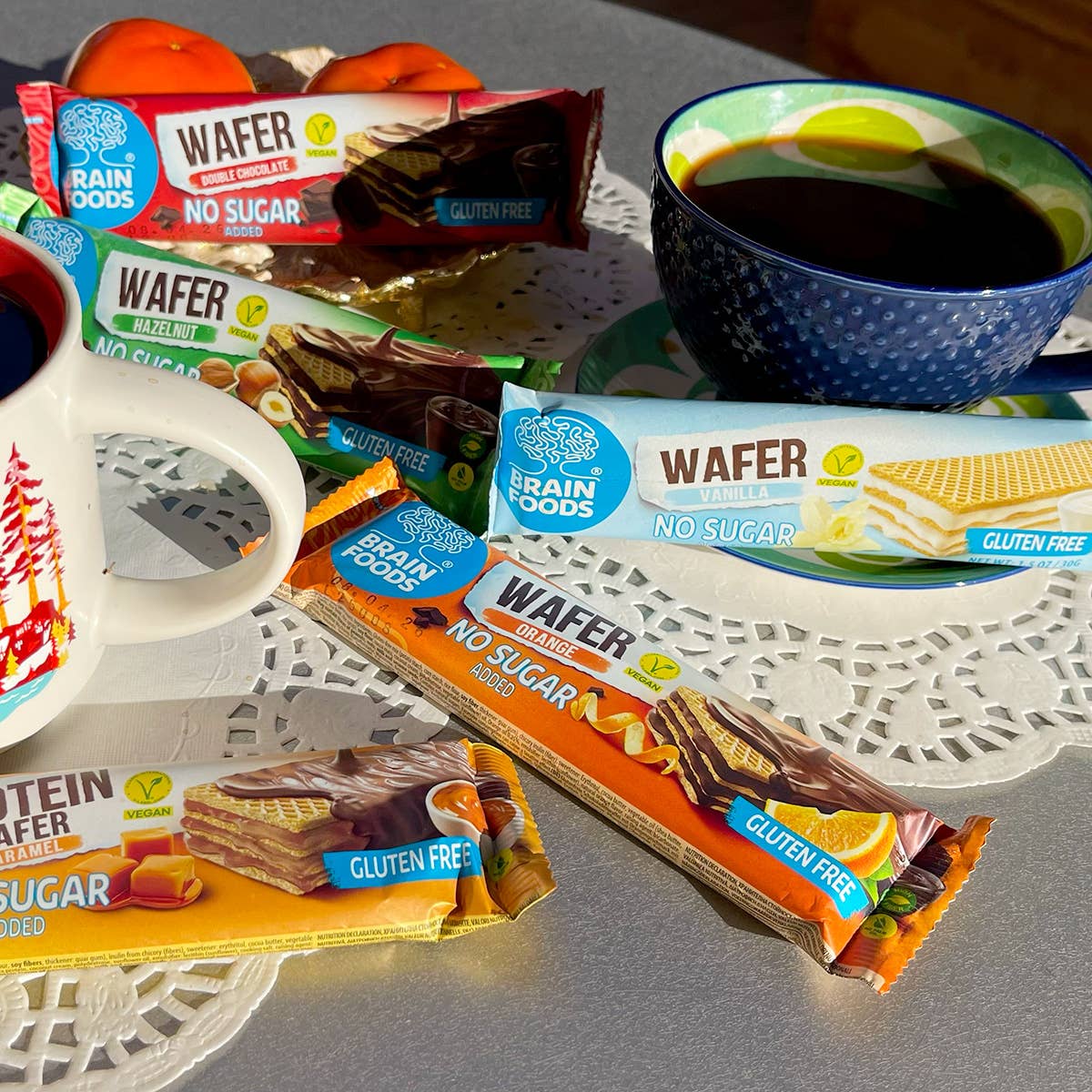 Wilton Mettler LLC - BRAIN FOODS Gluten Free Vegan Chocolate Coated Orange Wafers