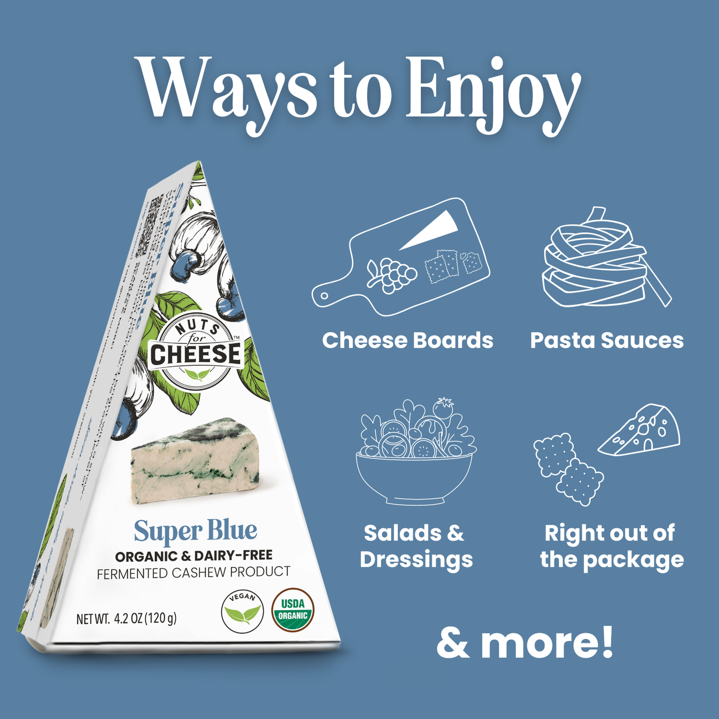 Nuts For Cheese - Super Blue Cashew Cheese Wedge | Organic | Artisan | Vegan
