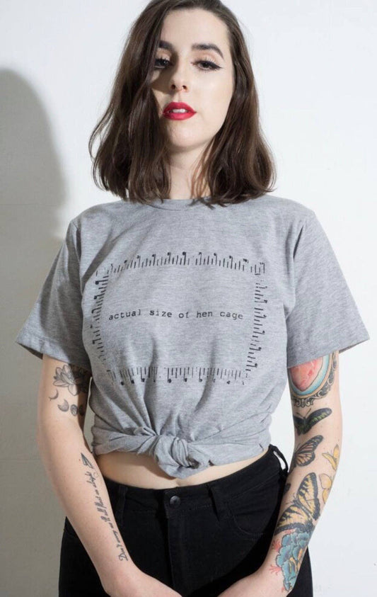 Vegan Club - Actual Size of Hen Cage T-shirt: White