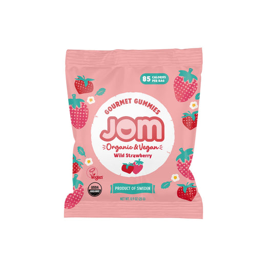 JOM - Snack Packs -Swedish Organic & Vegan Wild Strawberry Gummies