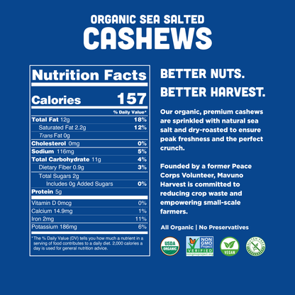 Mavuno Harvest - Roasted Cashews with Sea Salt, 4 OZ