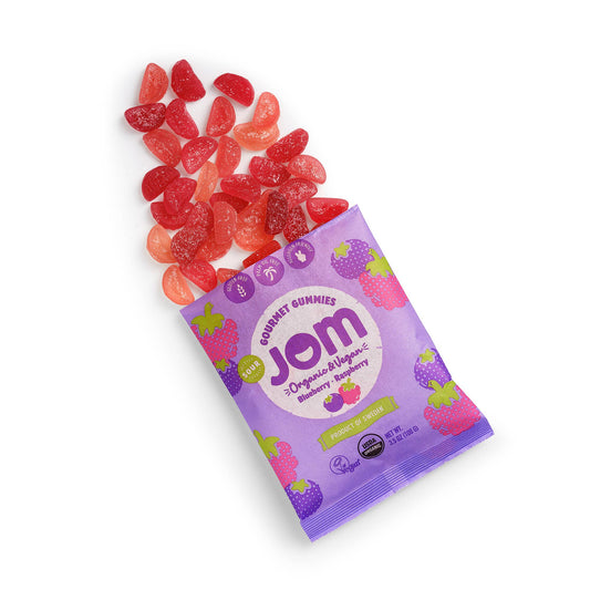 JOM - Swedish Organic and Vegan Sour Blueberry & Raspberry Gummies