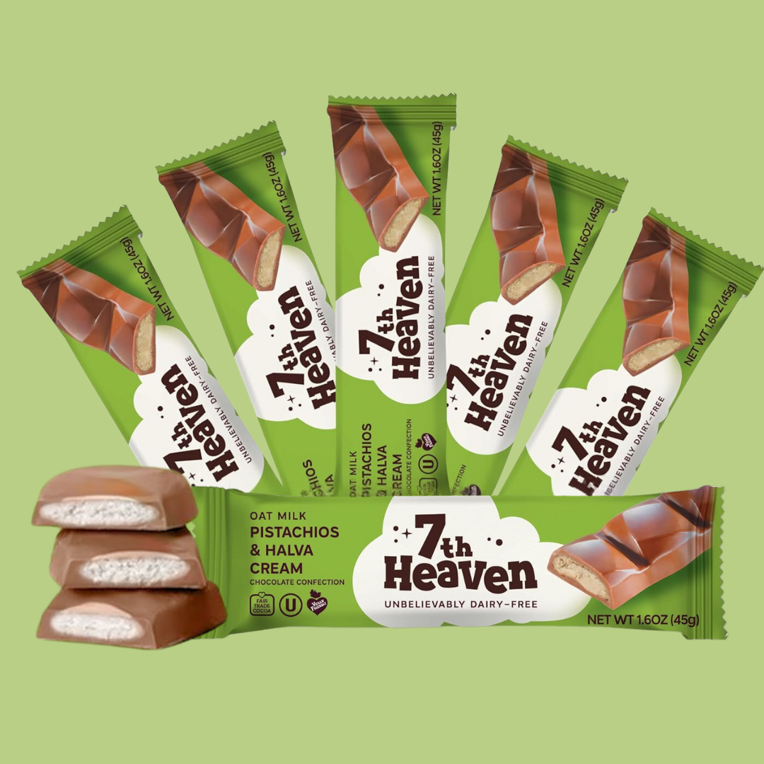 7th Heaven Chocolate - Vegan Oat Milk Chocolate Bar - Pistachio & Halva