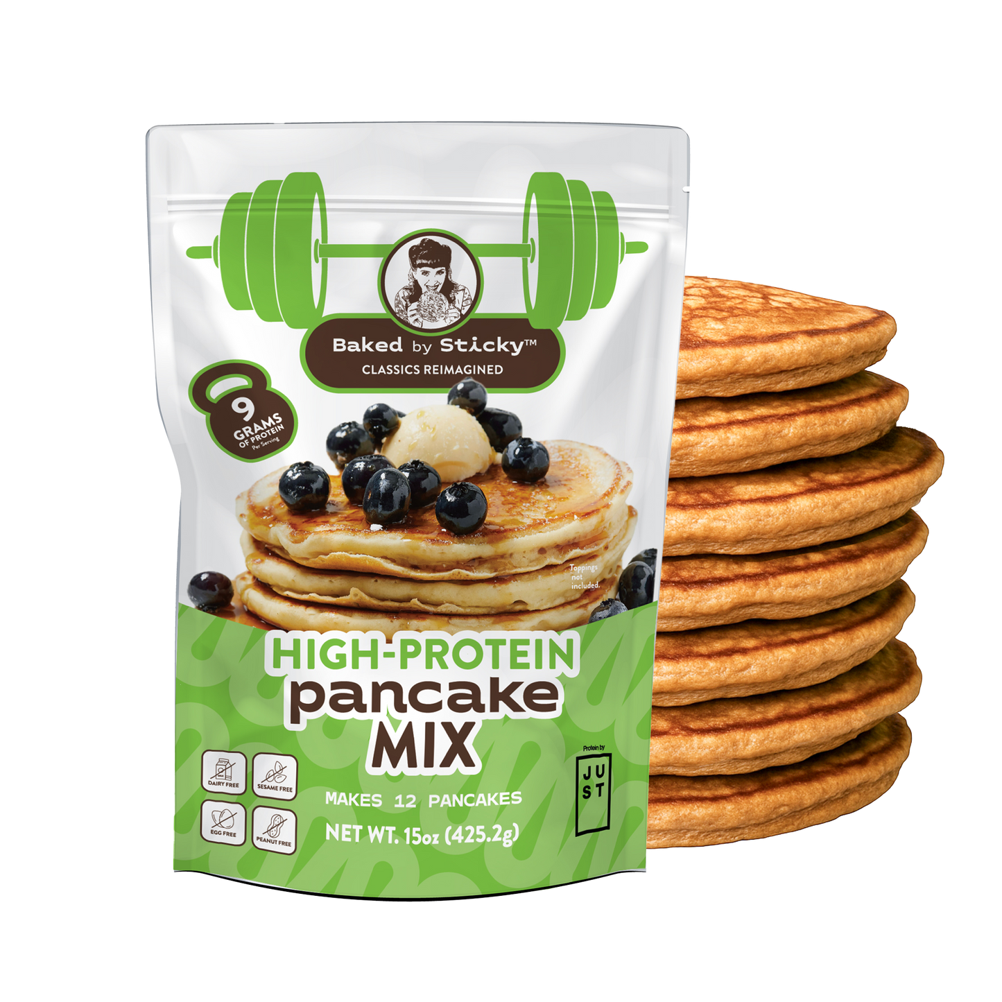 Baked by Sticky - High-Protein Vegan Pancake Mix, 9g Plant Protein, Kosher