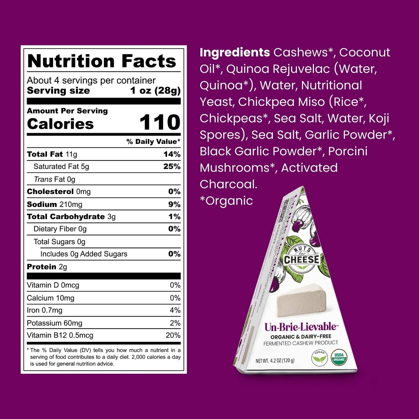 Nuts For Cheese - Un-Brie-Lievable™ Cashew Cheese Wedge | Organic | Vegan