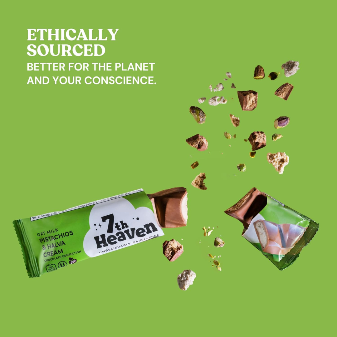 7th Heaven Chocolate - Vegan Oat Milk Chocolate Bar - Pistachio & Halva