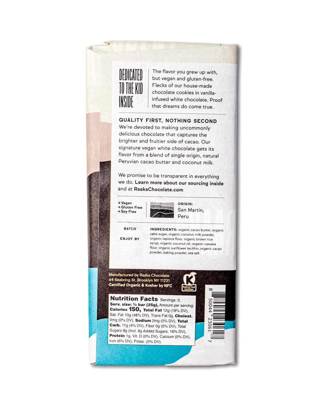 Raaka Chocolate - Cookies & Cream Vegan White Chocolate Bar