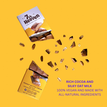 7th Heaven Chocolate - Vegan Oat Milk Chocolate Bar: Peanut Butter Cream, Non-Dairy