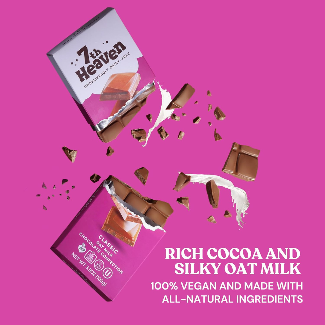7th Heaven Chocolate - Classic Oat Milk Chocolate Bar - Vegan, Organic, Dairy-Free