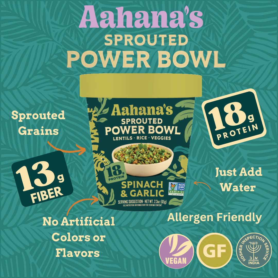 Aahana's Naturals - Spinach & Garlic - Sprouted Power Bowl - Vegan, Gluten-Free