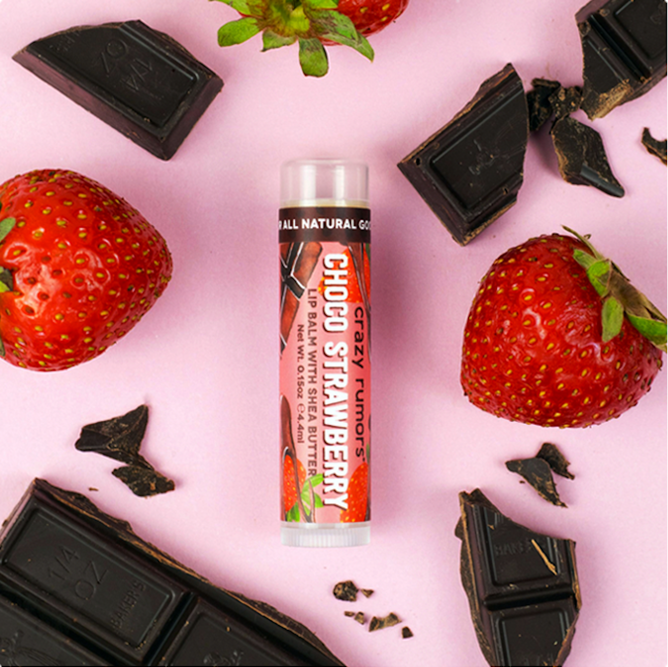 Crazy Rumors - All Natural, Vegan Choco Strawberry Lip Balm