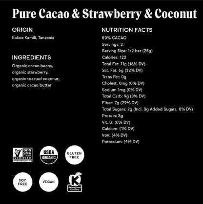 Raaka Chocolate - Pure Cacao & Strawberry & Coconut (No added sugar)