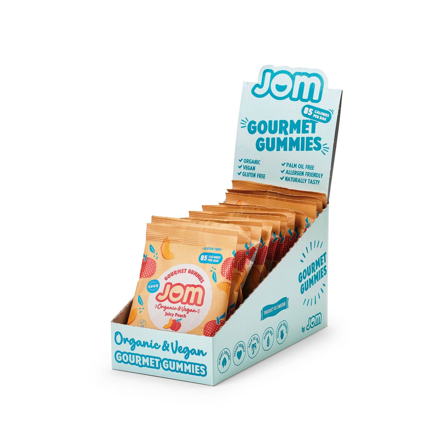 JOM - Snack Packs - Swedish Organic & Vegan Juicy Peach Gummies