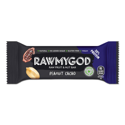 RAWMYGOD Raw Fruit & Nut Bar - Peanut & Cacao