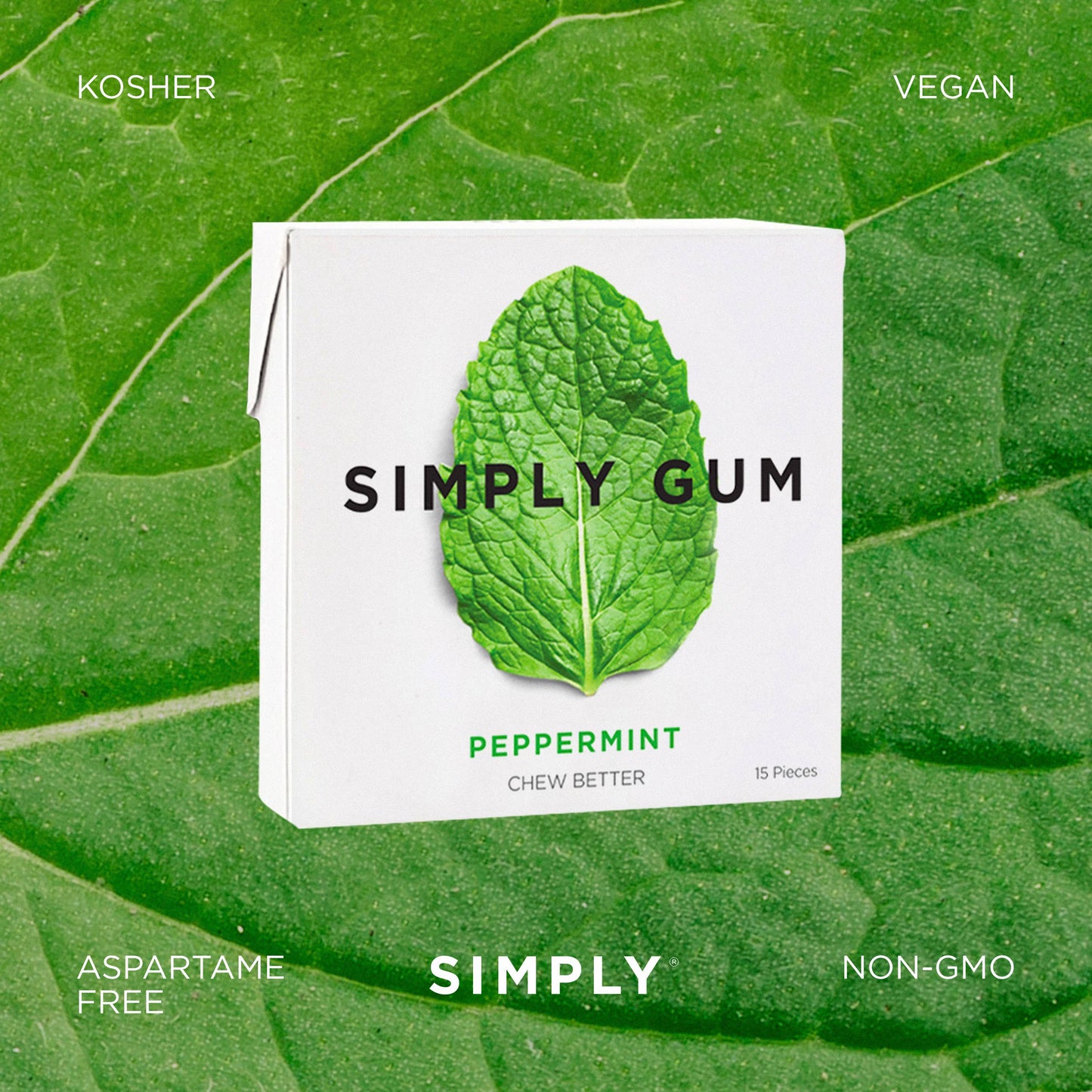 Simply Gum - Peppermint Chewing Gum - Natural + Plastic-Free