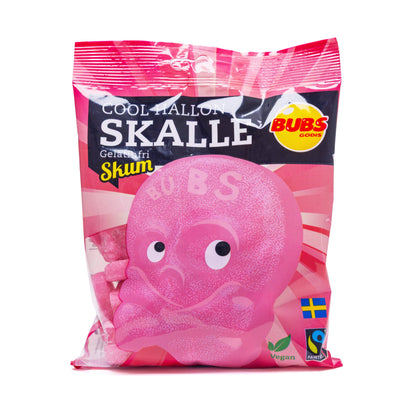 Candy People USA - BUBS Cool Raspberry Foam Skulls 90g Bags - 12 Pack (Cool Hallonskalle)