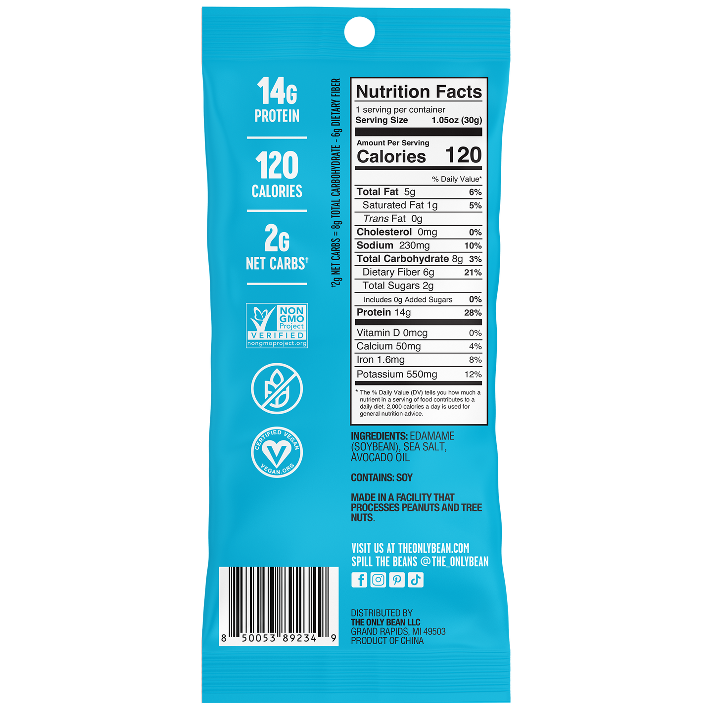 The Only Bean - Crunchy Roasted Edamame Sea Salt - 1.05oz