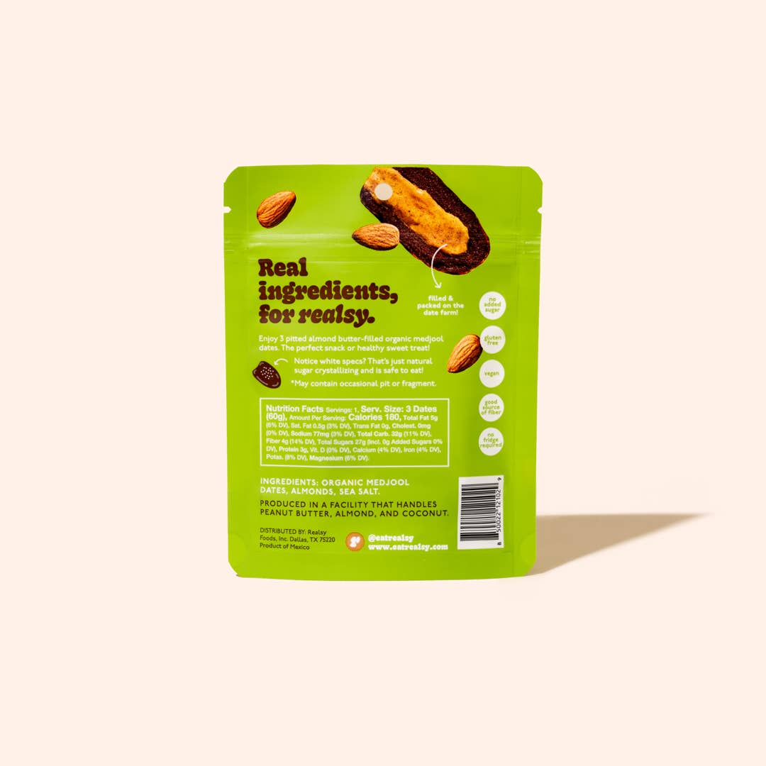 realsy - Almond Butter Filled Medjool Date Snack Packs