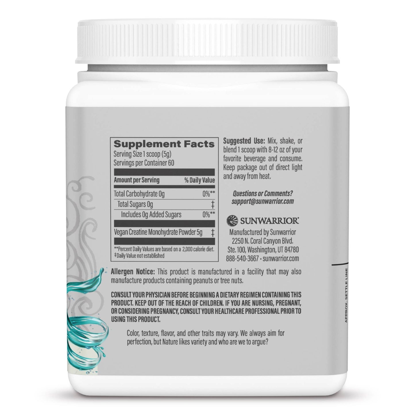 Sunwarrior - Unflavored Active Creatine Drink Powder - Vegan, 10.58oz