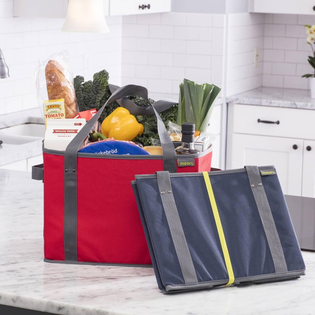 meori Inc - Reusable Grocery Basket Tote Collapsible: Lava Black / Insulated