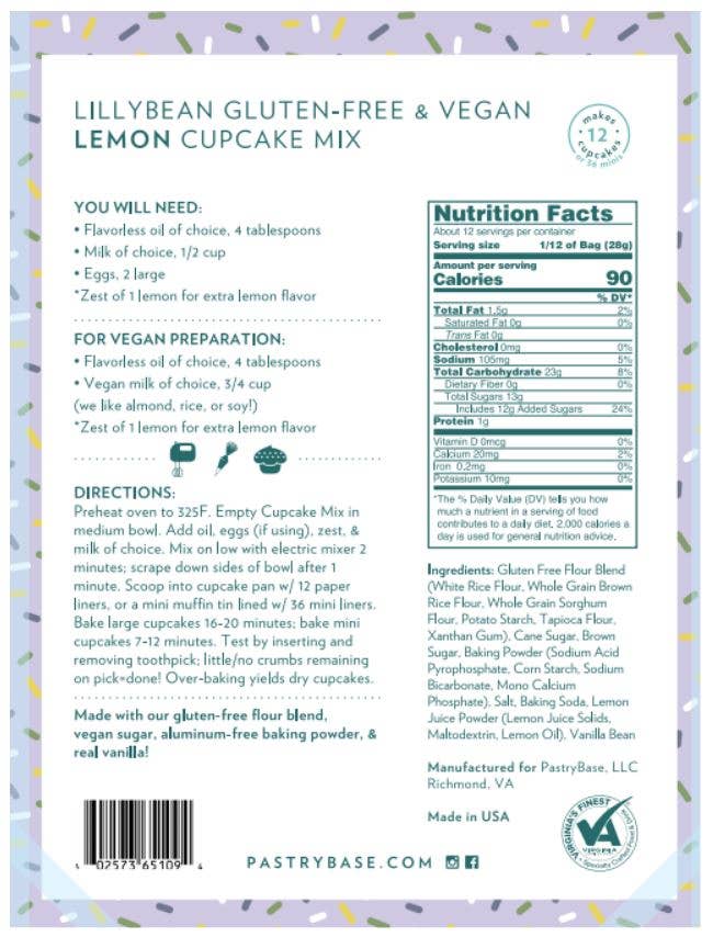 LillyBean Baking - Lemon Cupcake Mix (Vegan & Gluten-Free)