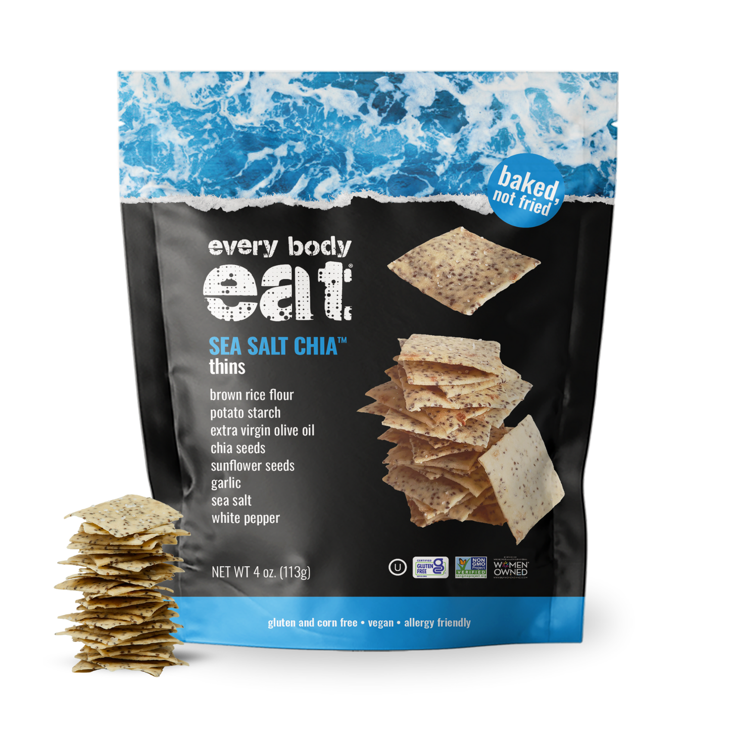 Every Body Eat® - Sea Salt Chia Snack Thins 4oz
