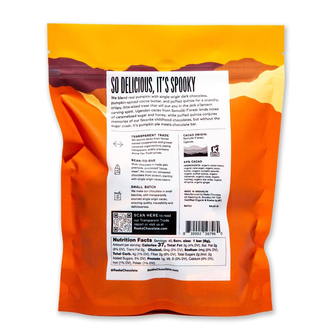 Raaka Chocolate - Pumpkin Crunch Mini Chocolate Bars - Fall Halloween Limited
