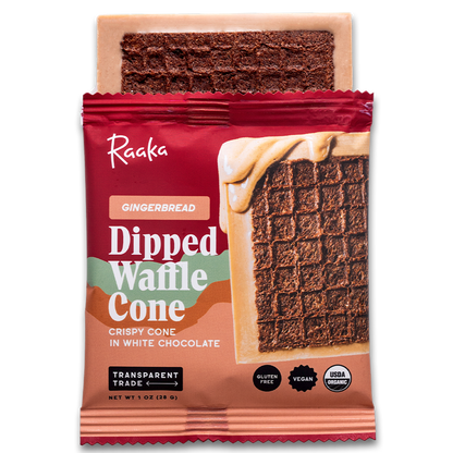 Raaka Chocolate - Gingerbread Dipped Waffle Cone Bar - Holiday Limited