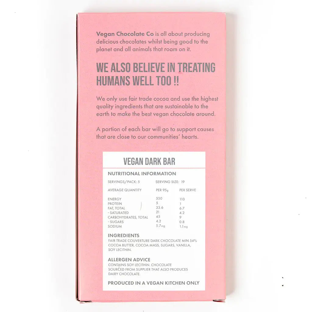 Vegan Chocolate Co - VEGAN DARK 55% BAR