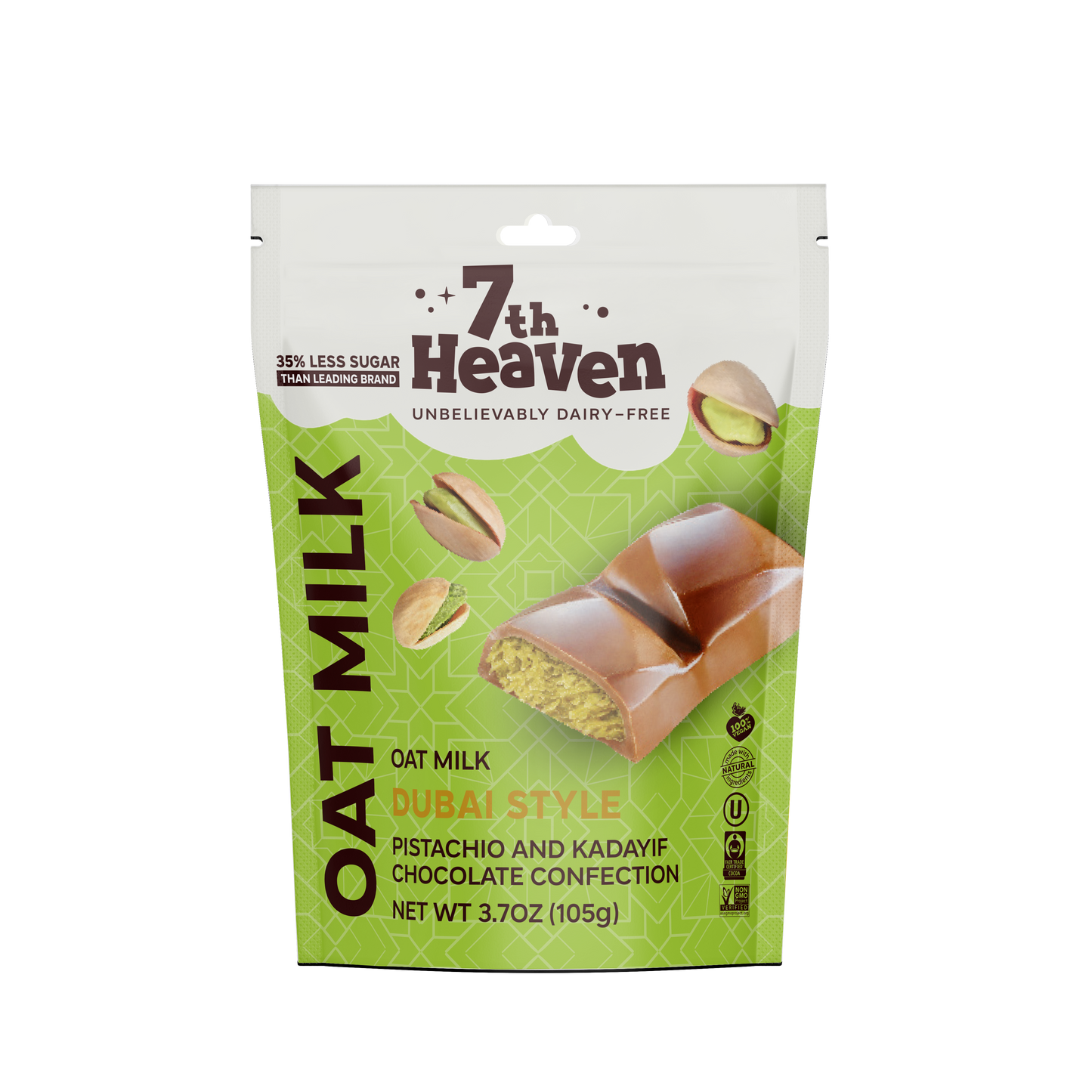 7th Heaven Chocolate - Oat Milk Dubai Style Pistachio and Kadayif Minis Pouch Vegan