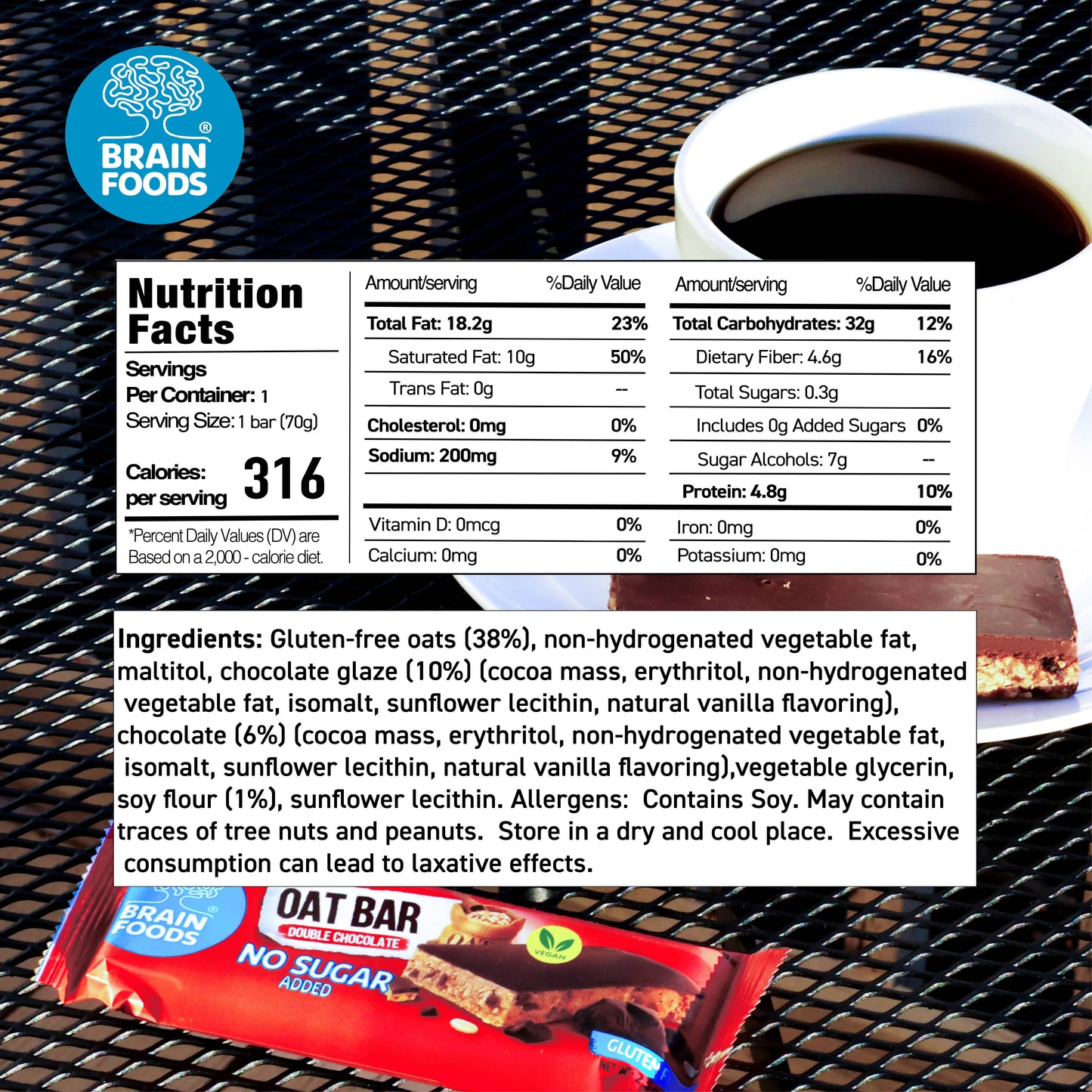BRAIN FOODS - Oat Bars (Double Chocolate)