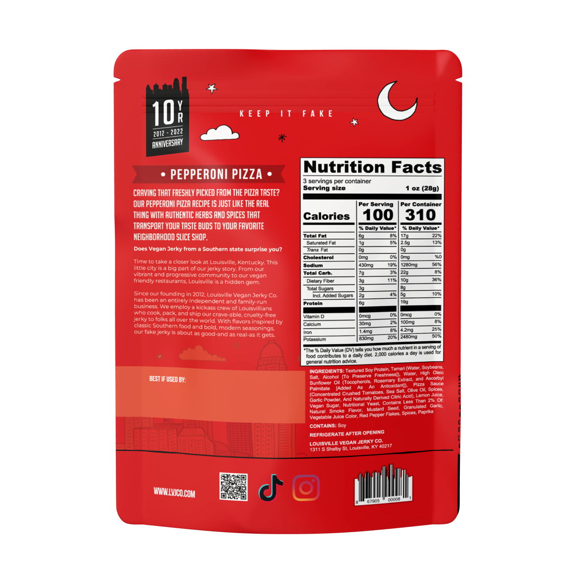 Louisville Vegan Jerky Co. - Pepperoni Pizza Jerky