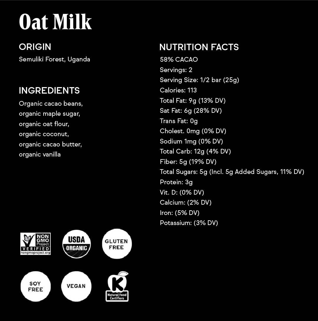 Raaka Chocolate - Oat Milk Chocolate Bar