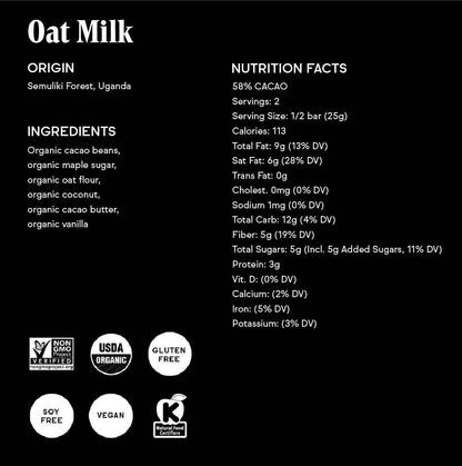 Raaka Chocolate - Oat Milk Chocolate Bar