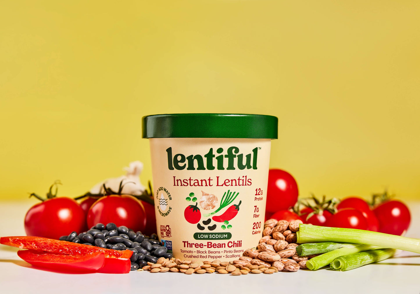 Lentiful - Low Sodium Three-Bean Chili Instant Lentils