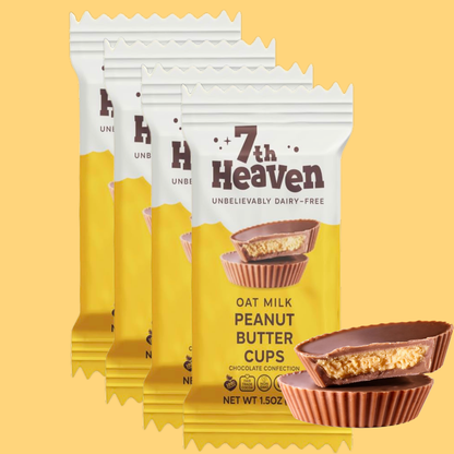 7th Heaven Chocolate - Vegan Oat Milk Chocolate Bar -  Peanut Butter Cups, Kosher