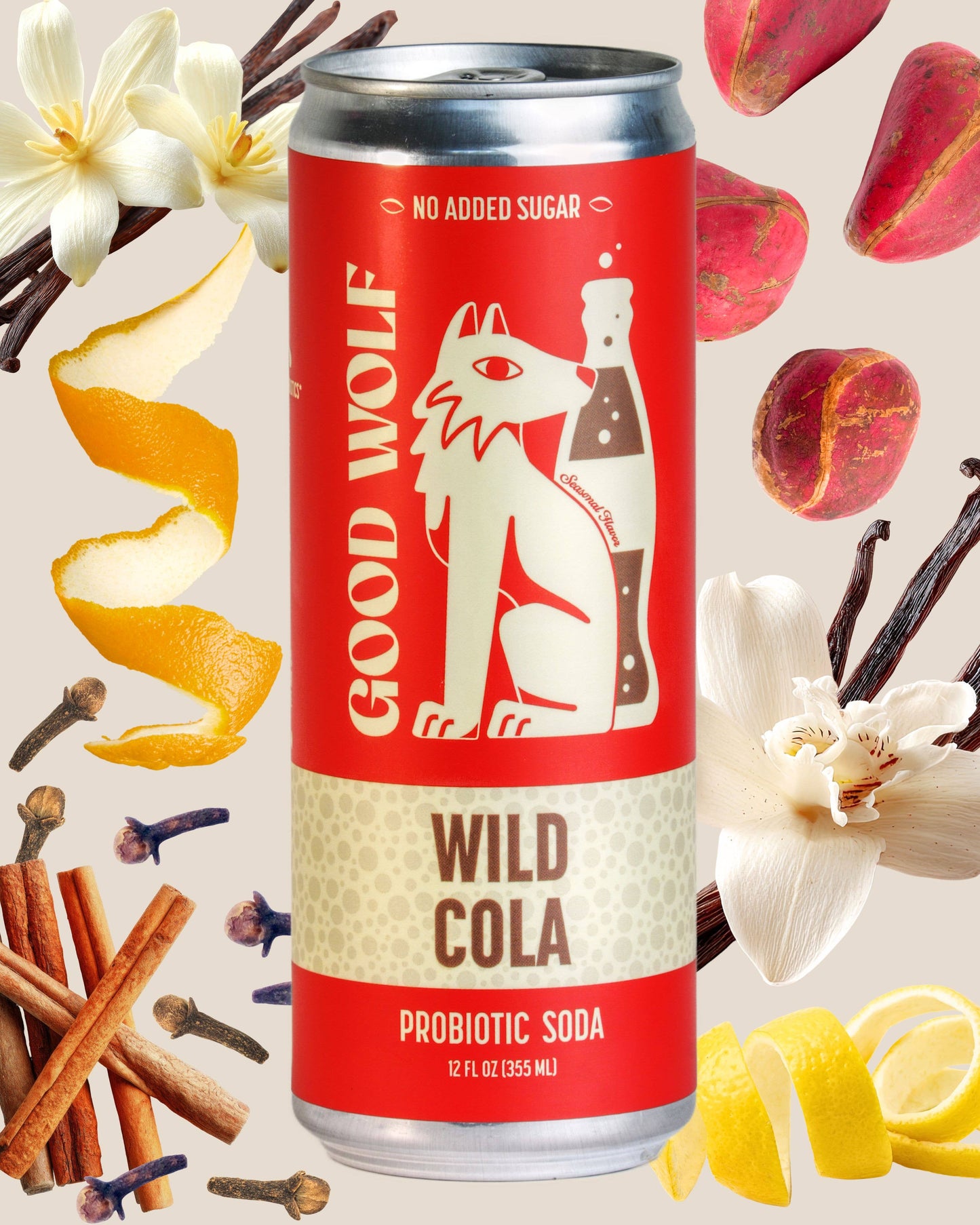 Good Wolf Beverages - Wild Cola Probiotic Soda - No Added Sugar - 12oz