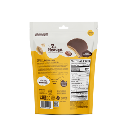 7th Heaven Chocolate - Oat Milk Chocolate Peanut Butter Cups Pouch - Non-GMO, Vegan