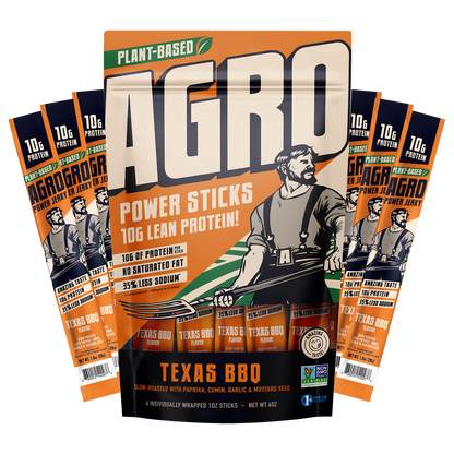 AGRO POWER Jerky Sticks - Texas BBQ. 8 6x1oz Stick Multipacks
