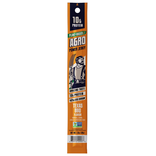 AGRO POWER Jerky - AGRO POWER Sticks - Vegan - Texas BBQ (Caddy of 16 x 1oz)