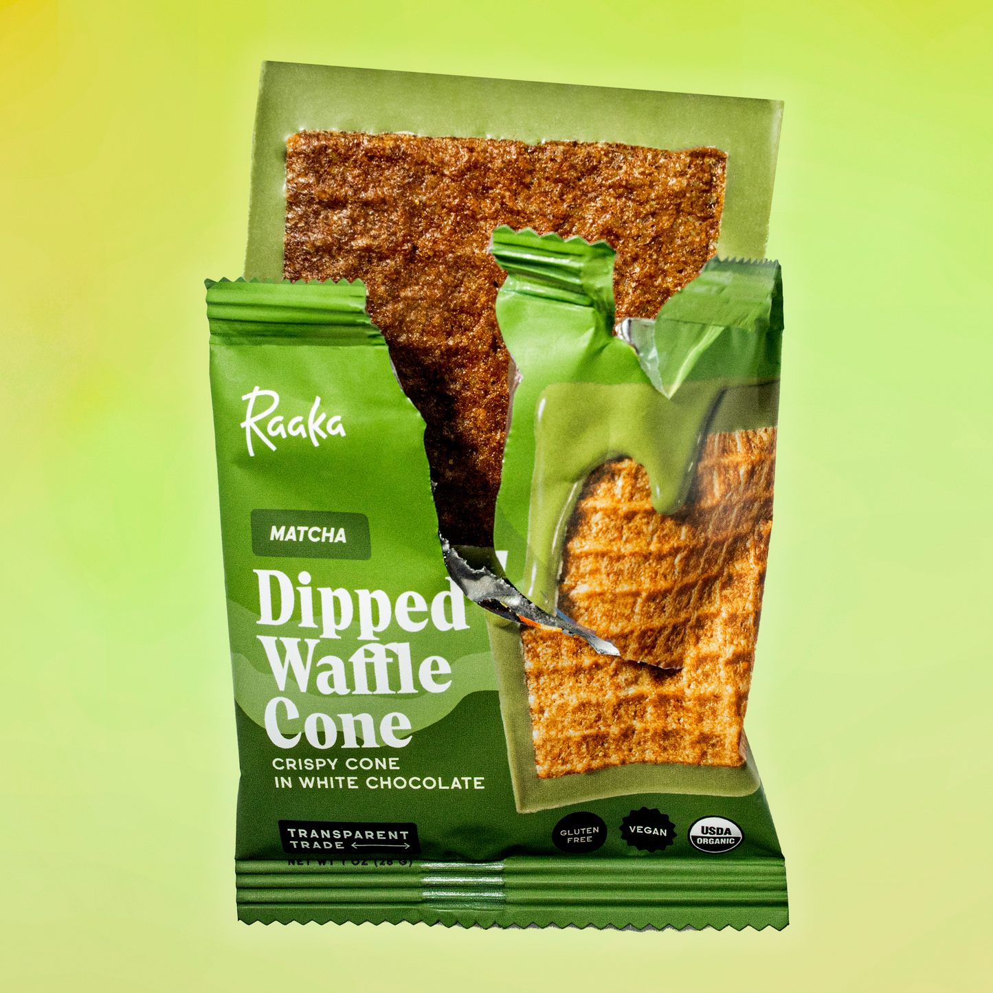 Raaka Chocolate - Matcha Dipped Waffle Cone White Chocolate Bar
