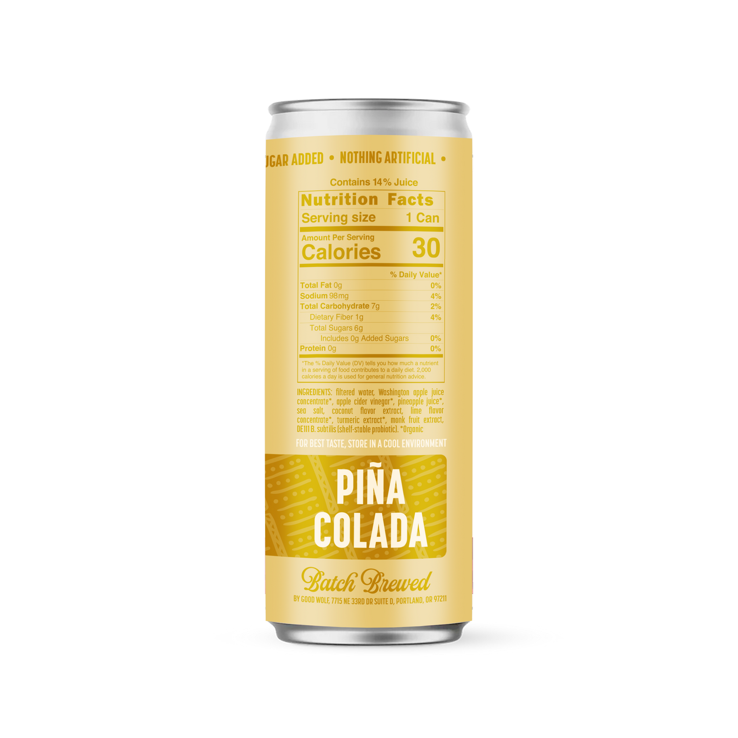 Good Wolf Beverages - Piña Colada Probiotic Soda - No Added Sugar; Hand-Crafted