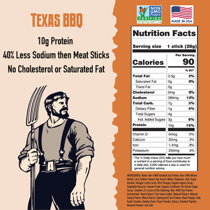 AGRO POWER Jerky - AGRO POWER Sticks - Vegan - Texas BBQ (Caddy of 16 x 1oz)