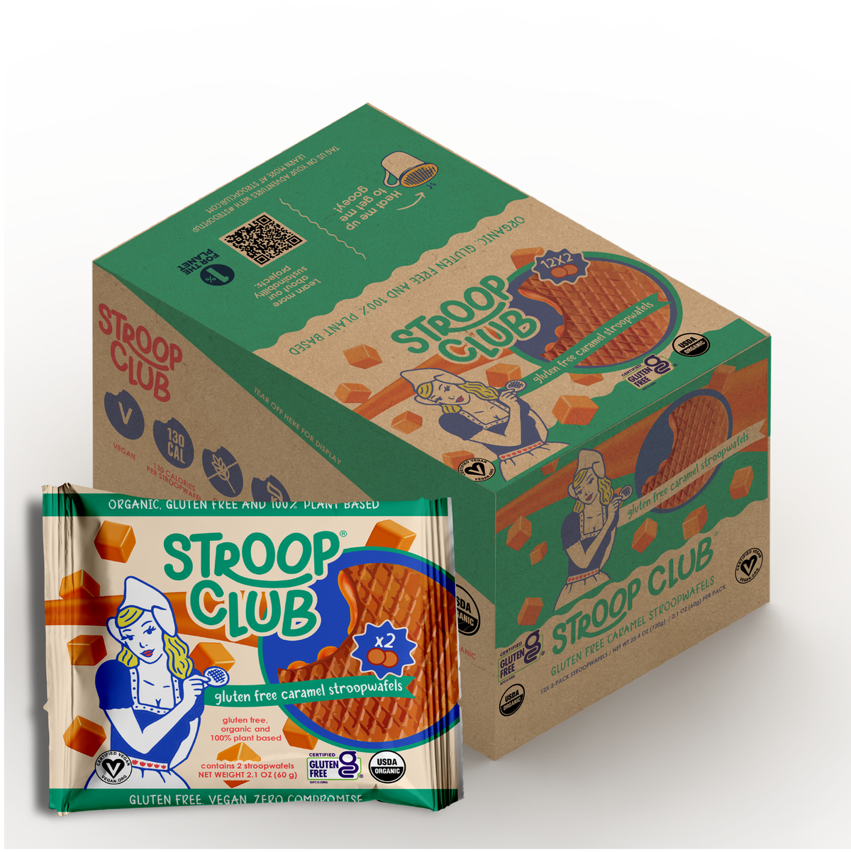 Stroop Club - Gluten Free and Plant Bas Caramel Organic Stroopwafel 2-pack