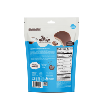 7th Heaven Chocolate - Oat Milk Chocolate Caramelized Coconut Cups Pouch - Non-GMO